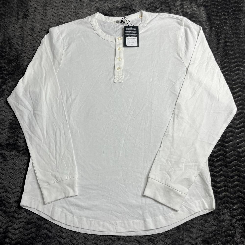 Buck Mason Henley Shirt Mens size Large Natural Pima Curved Hem NWT